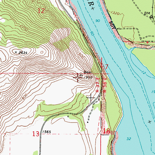 Topographic Map of Bear, WA