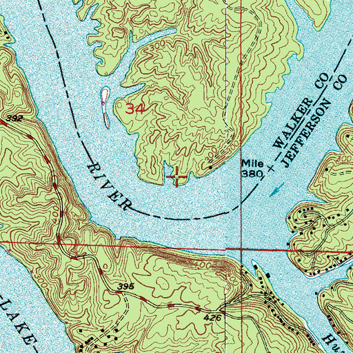 Topographic Map of Heards Bend, AL