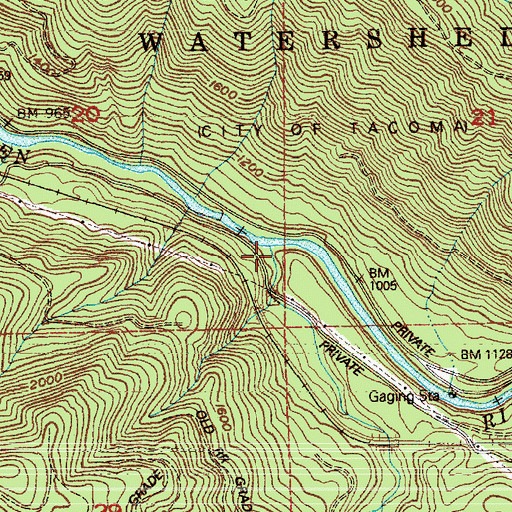 Topographic Map of Bear Creek, WA