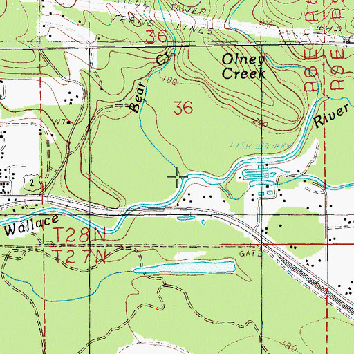 Topographic Map of Bear Creek, WA
