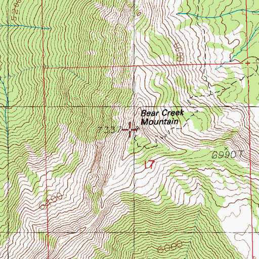Topographic Map of Bear Creek Mountain, WA