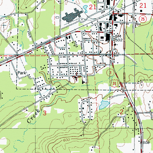 Topographic Map of Calera Christian School, AL