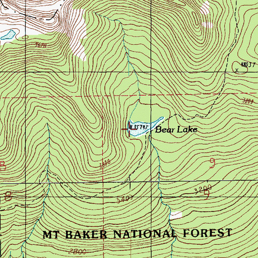 Topographic Map of Bear Lake, WA