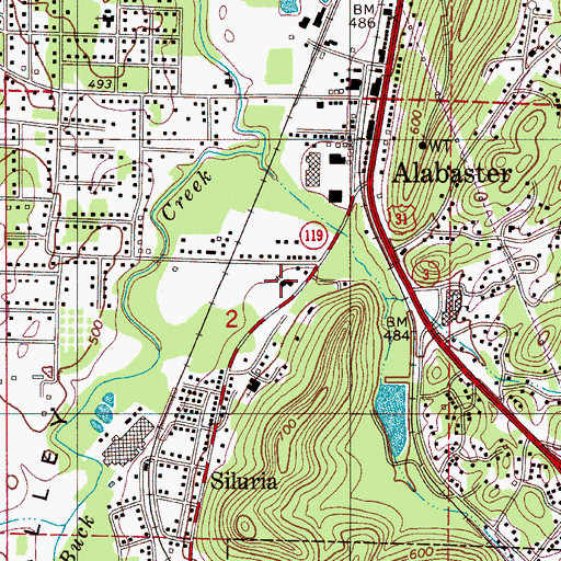 Topographic Map of Central United Methodist Church, AL