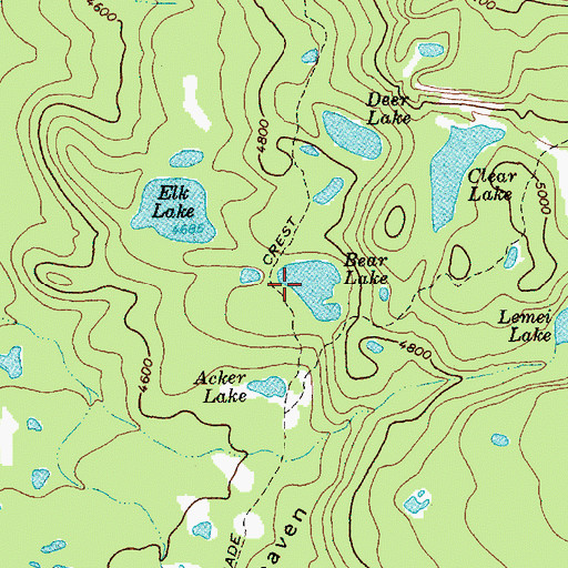 Topographic Map of Bear Lake, WA