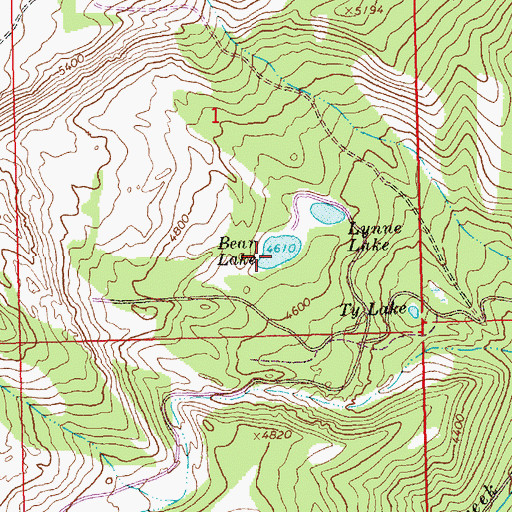 Topographic Map of Bear Lake, WA