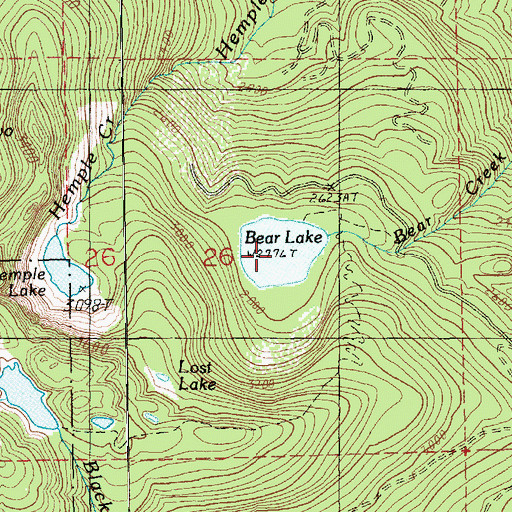 Topographic Map of Bear Lake, WA