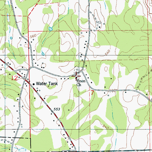 Topographic Map of Enon Baptist Church, AL