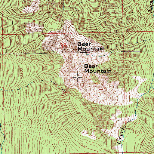 Topographic Map of Bear Mountain, WA