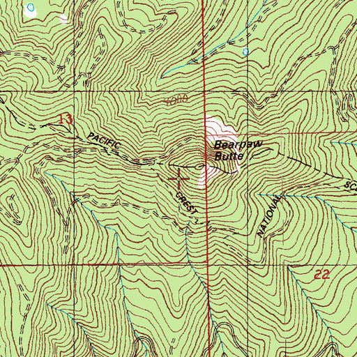 Topographic Map of Bearpaw Butte, WA