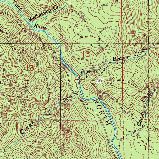 Topographic Map of Beaver Creek, WA