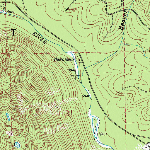 Topographic Map of Beaver Creek, WA