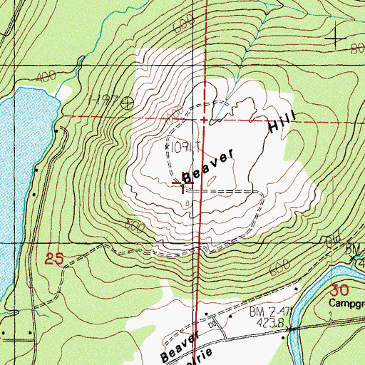 Topographic Map of Beaver Hill, WA