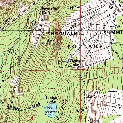 Topographic Map of Beaver Lake, WA