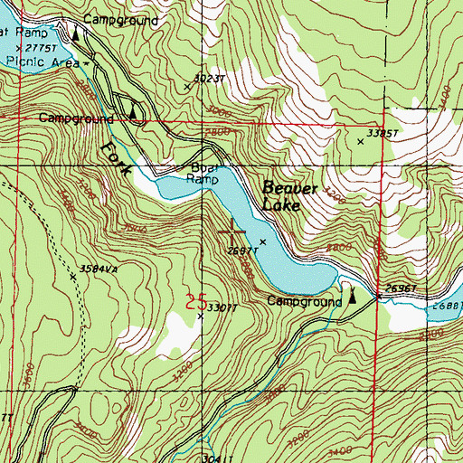 Topographic Map of Beaver Lake, WA