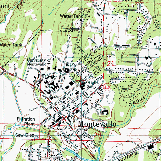 Topographic Map of Saint Andrews Episcopal Church, AL