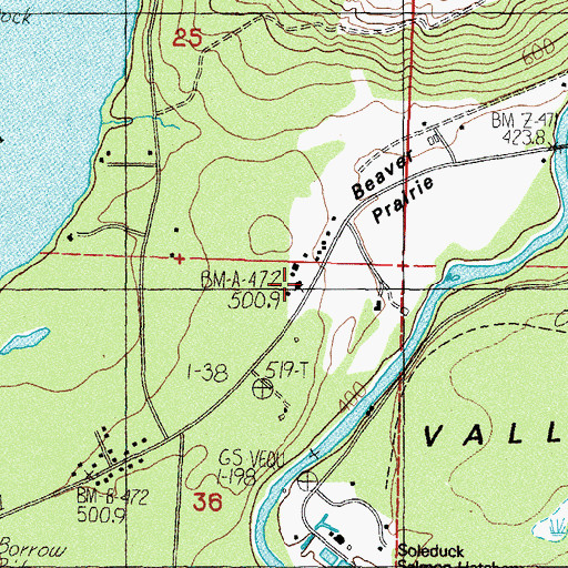 Topographic Map of Beaver School, WA