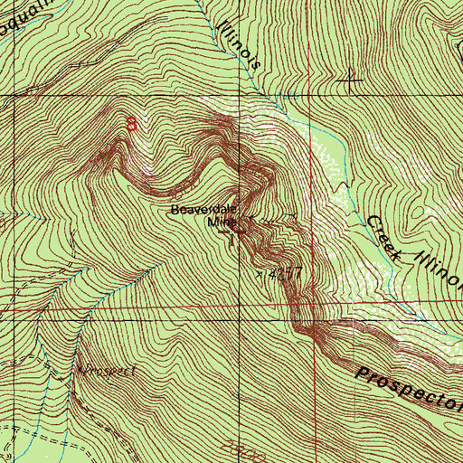 Topographic Map of Beaverdale Mine, WA