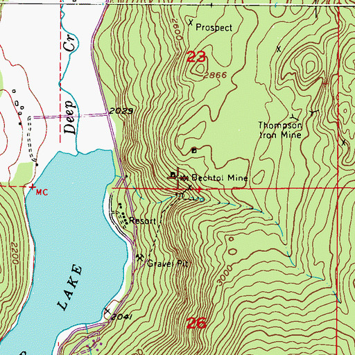 Topographic Map of Bechtol Mine, WA