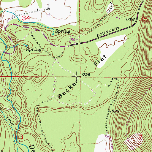 Topographic Map of Becker Flat, WA