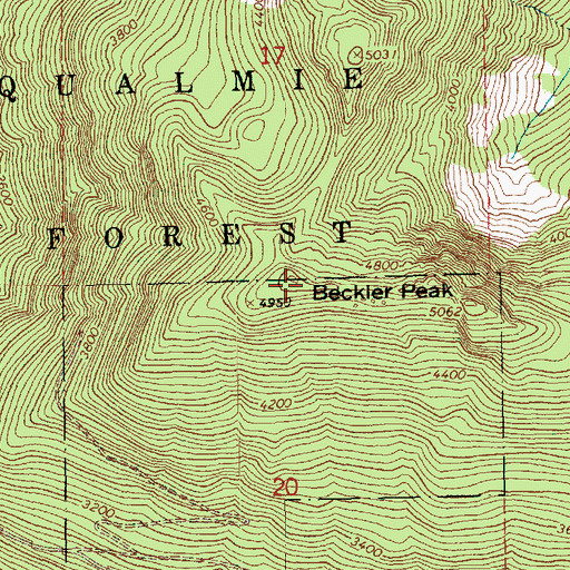 Topographic Map of Beckler Peak, WA