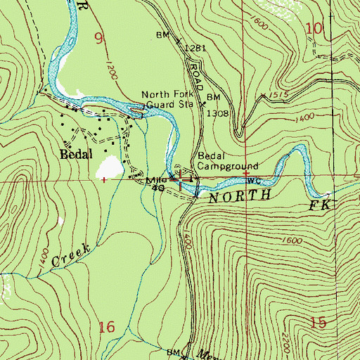 Topographic Map of Bedal Campground, WA