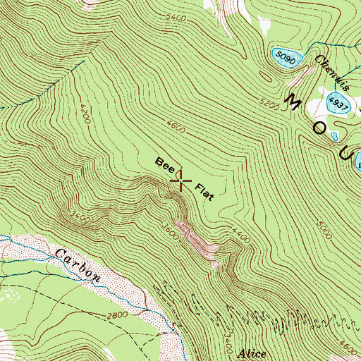 Topographic Map of Bee Flat, WA