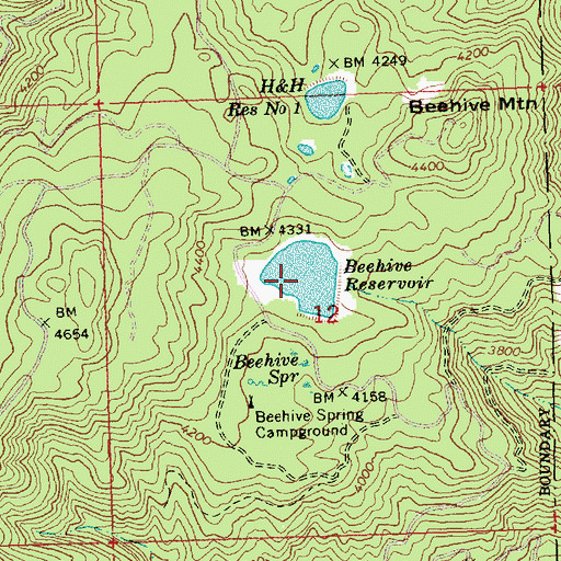 Topographic Map of Beehive Reservoir, WA