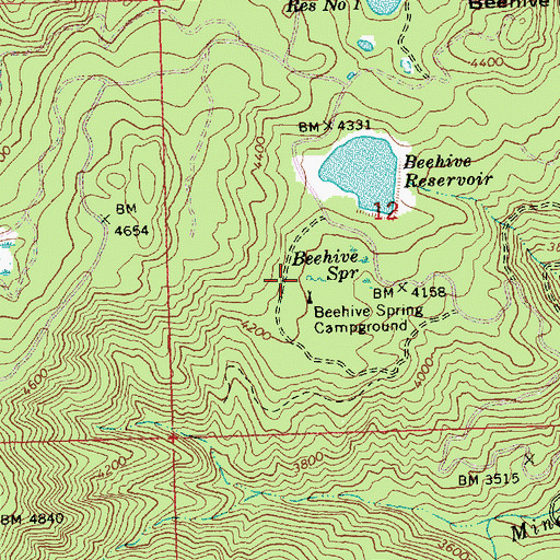 Topographic Map of Beehive Spring, WA