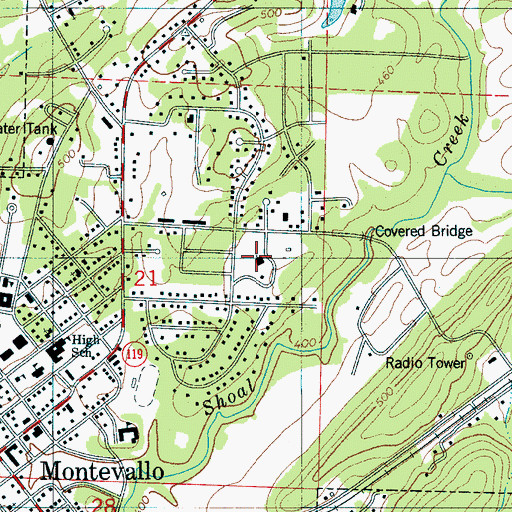 Topographic Map of University Baptist Church, AL