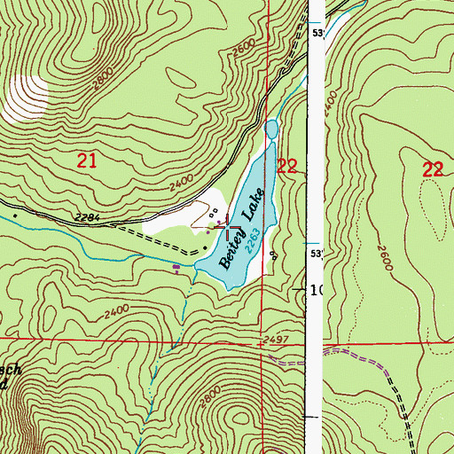 Topographic Map of Beitey Lake, WA