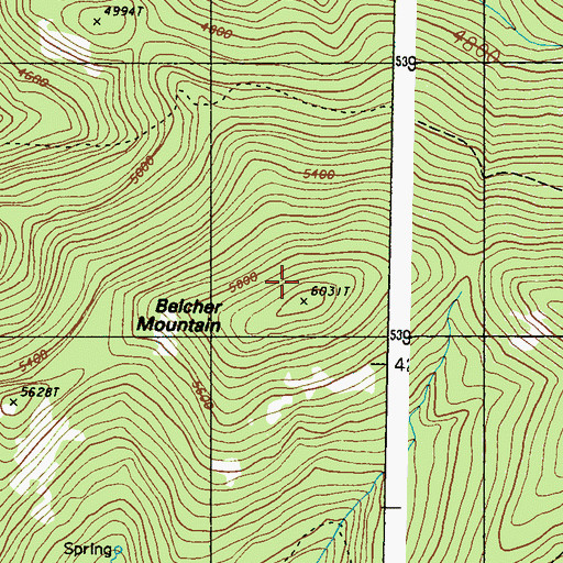 Topographic Map of Belcher Mountain, WA