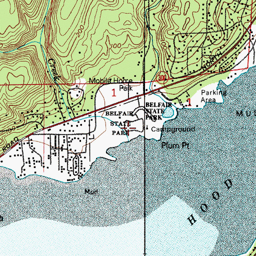 Topographic Map of Belfair State Park, WA