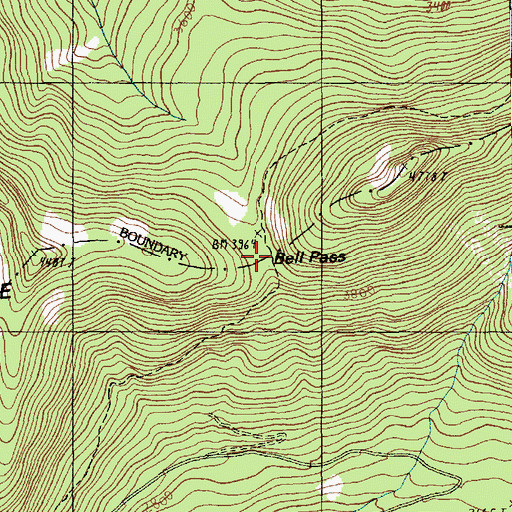 Topographic Map of Bell Pass, WA