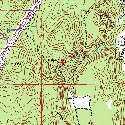 Topographic Map of Bella May Mine, WA