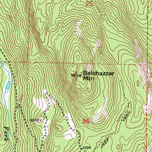 Topographic Map of Belshazzar Mountain, WA