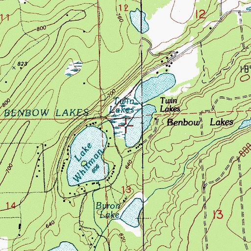 Topographic Map of Benbow Lakes, WA