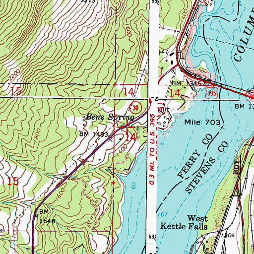 Topographic Map of Bens Spring, WA