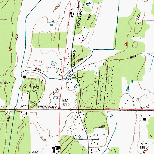 Topographic Map of Benston Community Church, WA