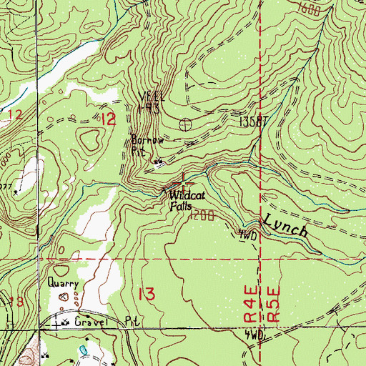 Topographic Map of Berg Creek, WA