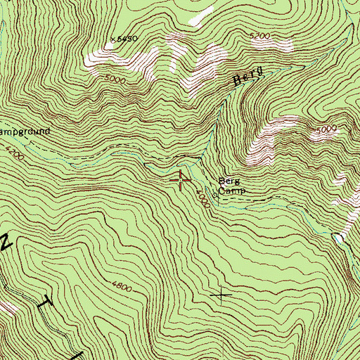 Topographic Map of Berg Creek, WA