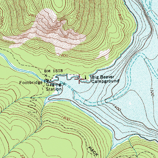 Topographic Map of Big Bear Campground, WA