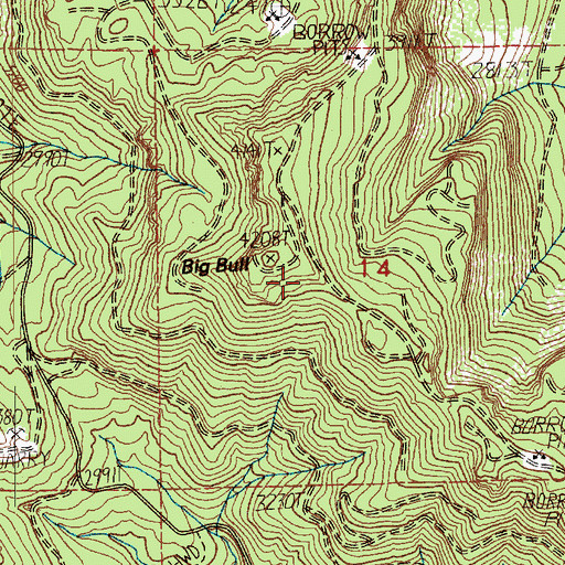 Topographic Map of Big Bull, WA