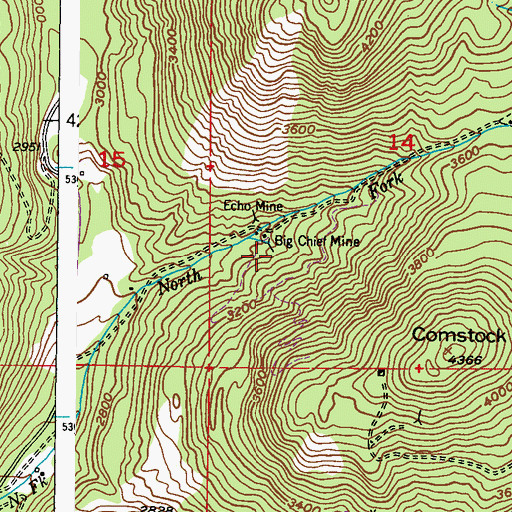 Topographic Map of Big Chief Mine, WA