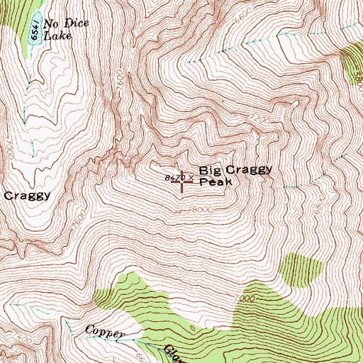 Topographic Map of Big Craggy Peak, WA