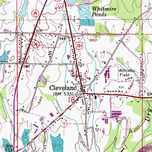 Topographic Map of Cleveland First Baptist Church, AL