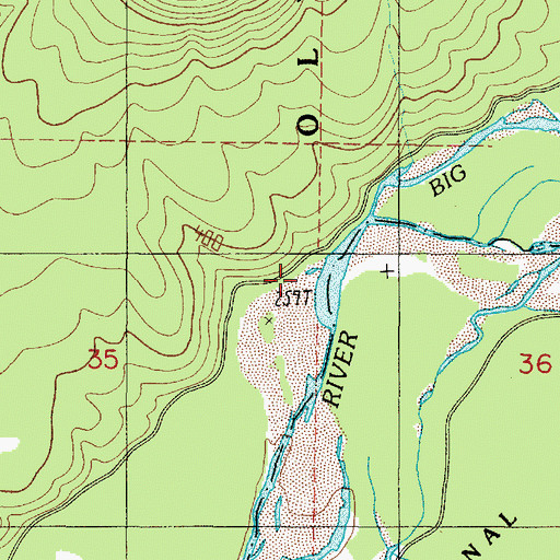 Topographic Map of Big Creek, WA