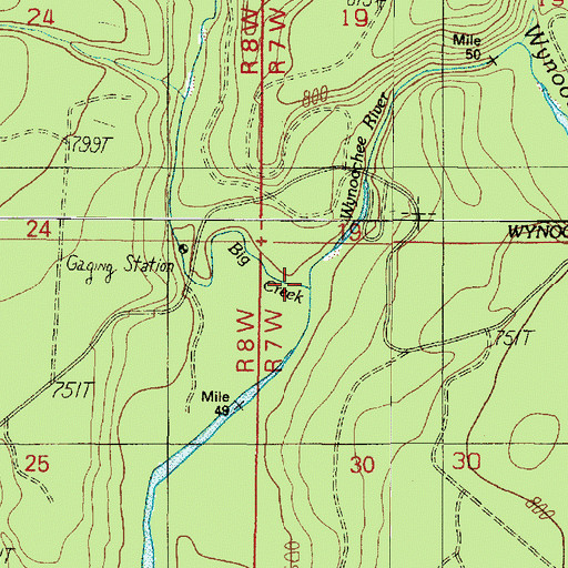 Topographic Map of Big Creek, WA