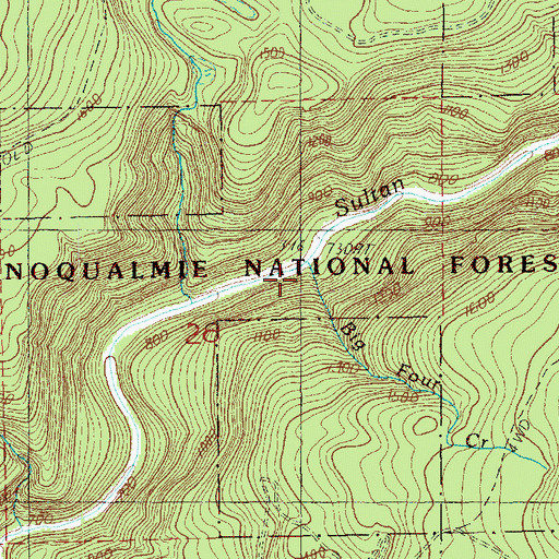 Topographic Map of Big Four Creek, WA