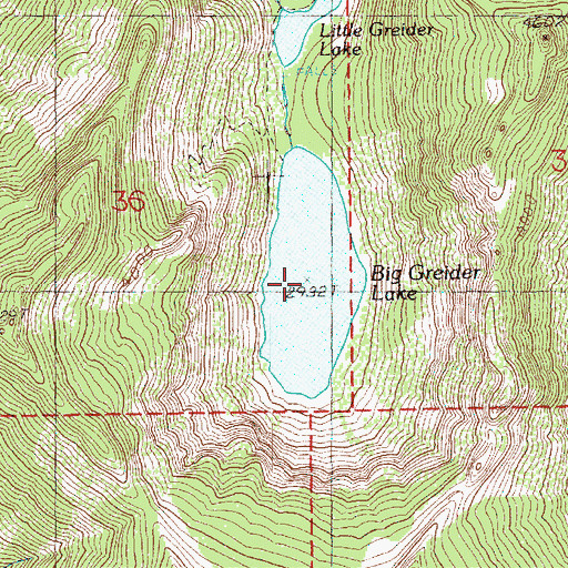 Topographic Map of Big Greider Lake, WA